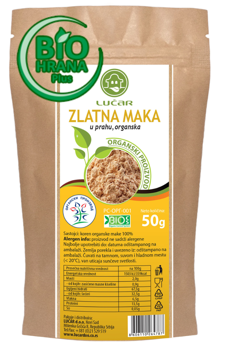 Maka zlatna u prahu organska 50g Lucar